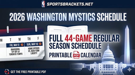 2026 Washington Mystics WNBA Schedule, Printable PDF with TV Schedule – Sports Brackets
