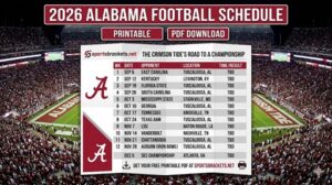 Read more about the article 2026 Alabama Crimson Tide Football Schedule, Printable PDF