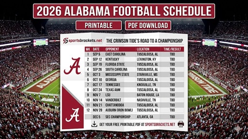 Printable 2026 Alabama Football Schedule - Sports Brackets Printable 2026 Alabama Football Schedule