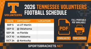 Printable 2026 Tennessee Football Schedule