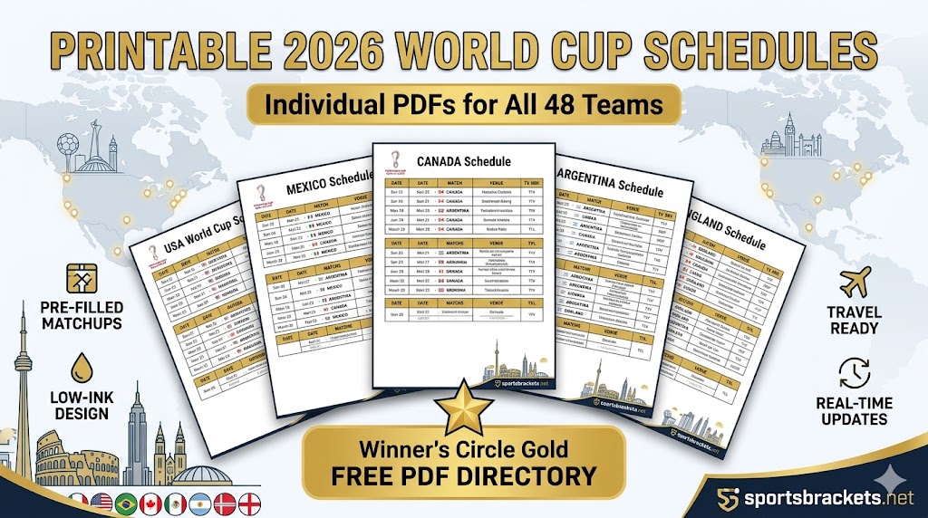 Printable 2026 World Cup Team Schedules