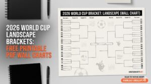 Printable 2026 World Cup bracket landscape featured
