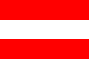Flag of Latvia: two dark red stripes separated by a white central stripe (red–white–red).