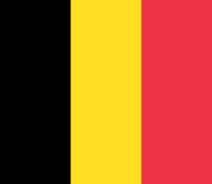 Vertical tricolor flag of Belgium: black on the left, yellow in the middle, red on the right.