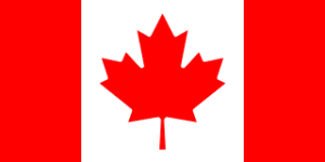 Flag of Canada: red vertical bands on sides with a white center and a red maple leaf