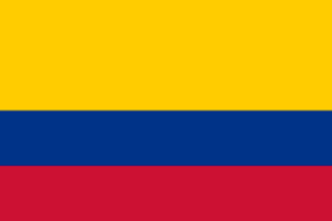 Flag of Colombia: horizontal bands of yellow (top, larger), blue, and red
