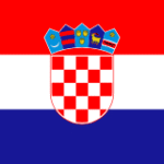 Flag of Croatia: red, white, and blue horizontal stripes with the Croatian coat of arms centered in the middle.