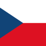 Flag of the Czech Republic: white on top, red on bottom, blue triangle at the hoist.