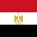 Flag of Egypt: horizontal red, white, and black stripes with the golden Eagle of Saladin centered.