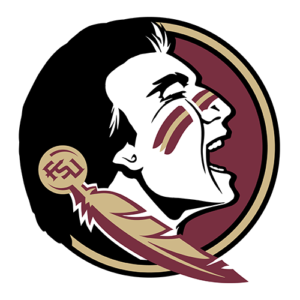 Logo illustration of a Native American chief with face paint, smiling, inside a circular burgundy and gold emblem with a feathered tomahawk crossing behind the head.