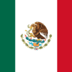 Flag of Mexico with green, white, and red vertical stripes; the central white stripe bears the national coat of arms.
