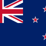 Flag of New Zealand: blue field with Union Jack in the canton and four red stars with white borders on the right side of the flag.