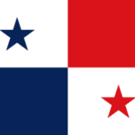 Flag of Panama: white top-left with blue star, red top-right, blue bottom-left, white bottom-right with red star.