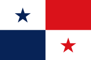 Flag of Panama: white top-left with blue star, red top-right, blue bottom-left, white bottom-right with red star.