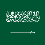 Flag of Saudi Arabia: green field with white Shahada (Islamic creed) above a horizontal white sword on bottom.