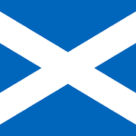 Flag of Scotland: blue field with a white diagonal cross (St. Andrew's Cross).