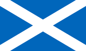 Flag of Scotland: blue field with a white diagonal cross (St. Andrew's Cross).