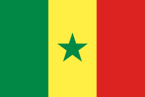 National flag of Senegal: three vertical bands green, yellow with a green star, and red.