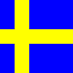Flag of Sweden: a blue field with a yellow Nordic cross extending to the edges.