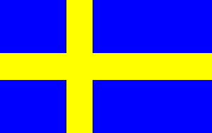Flag of Sweden: blue field with a yellow Nordic cross extending to the edges