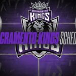 Sacramento Kings schedule graphic with team logo and bold purple text on a purple backdrop
