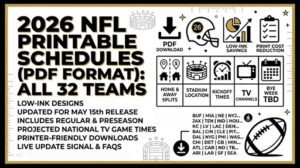 2026 NFL Printable Schedules