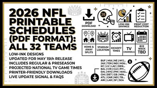 2026 NFL Printable Schedules