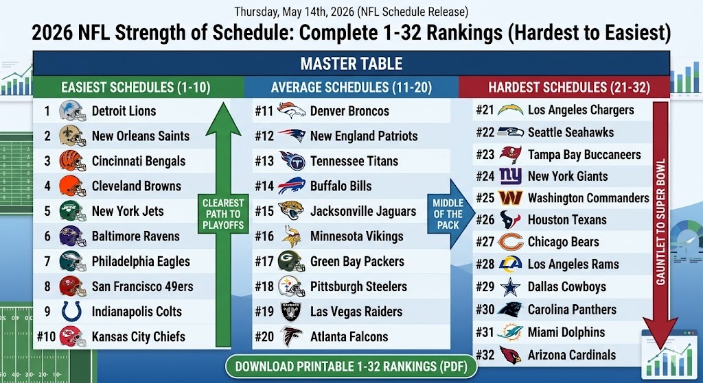 2026 NFL Strength of Schedule Featured - Sports Brackets 2026 NFL Strength of Schedule Featured