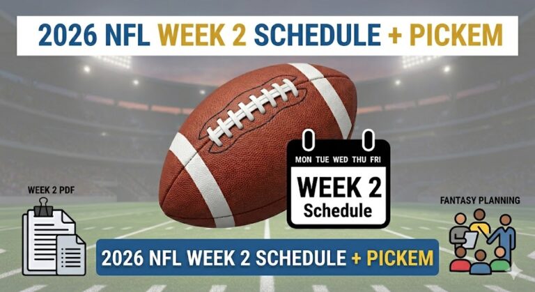 2026 NFL Week 2 Schedule: Printable Pickem Sheet, Matchups, and TV ...