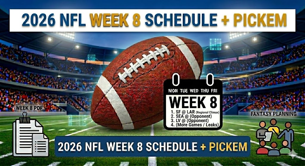 2026 NFL Week 8 Schedule - Sports Brackets 2026 NFL Week 8 Schedule