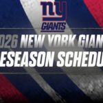 2026 New York Giants preseason schedule banner with team logo