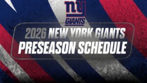 2026 New York Giants preseason schedule banner with team logo