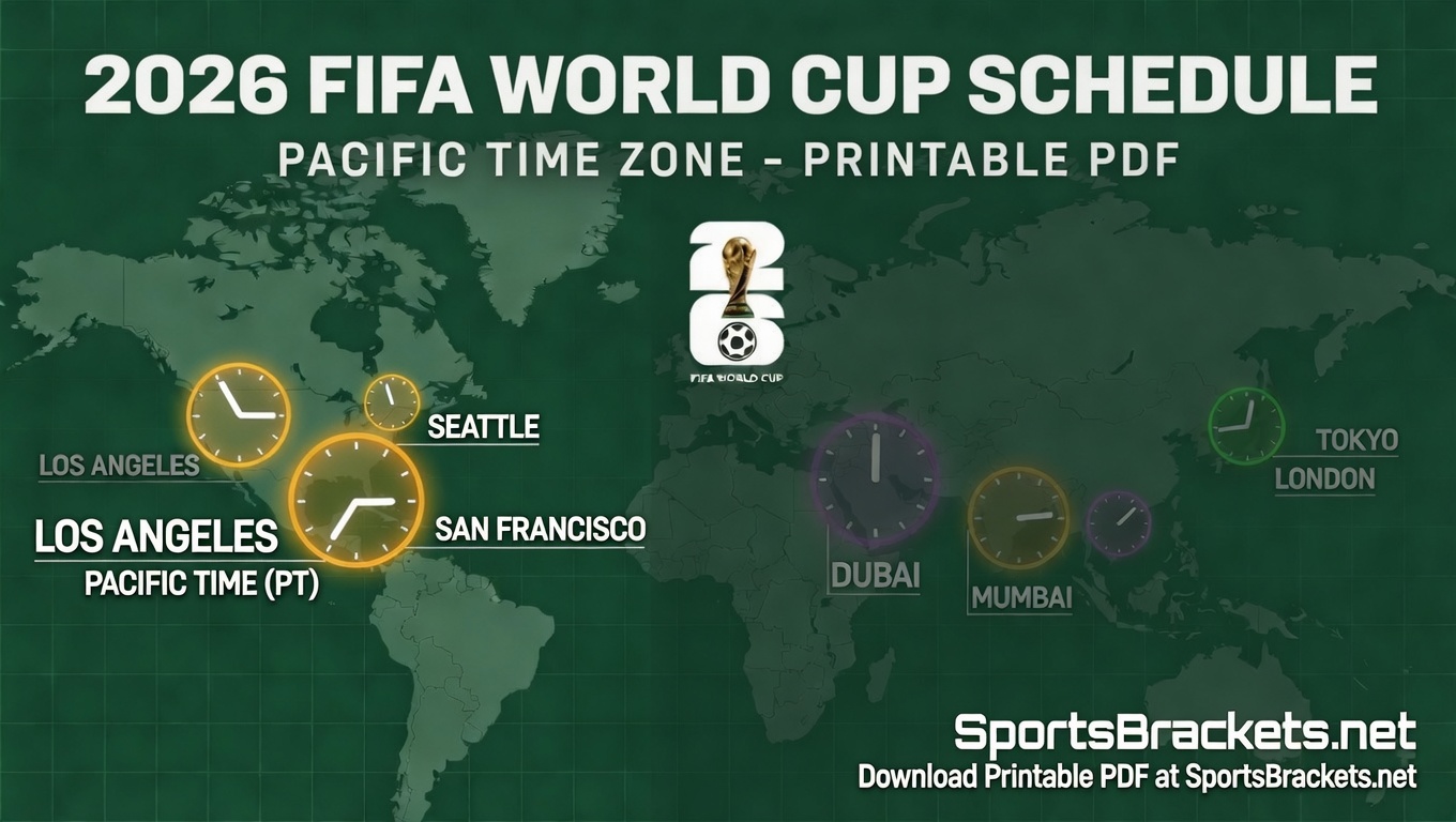 2026 World Cup Schedule - Pacific Time (PT)