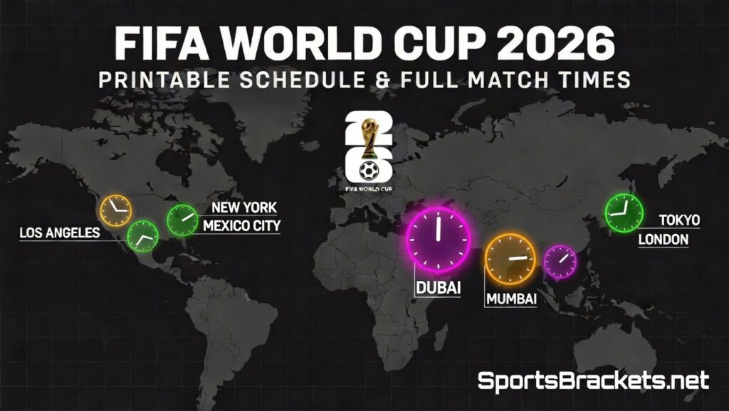 2026 World Cup Schedules Time Zones - Sports Brackets 2026 World Cup Printable Schedule: Full Match Times for Your Time Zone