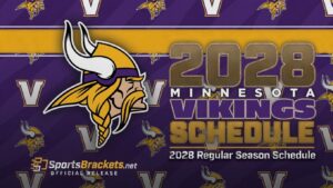 Minnesota Vikings 2028 schedule banner with team logo and bold text: '2028 Minnesota Vikings Schedule'