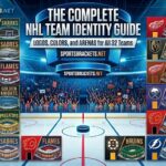 Collage poster titled The Complete NHL Team Identity Guide with team logos and arena icons for all 32 NHL teams.
