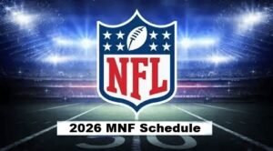 NFL logo on a stadium backdrop with a banner reading '2026 MNF Schedule'