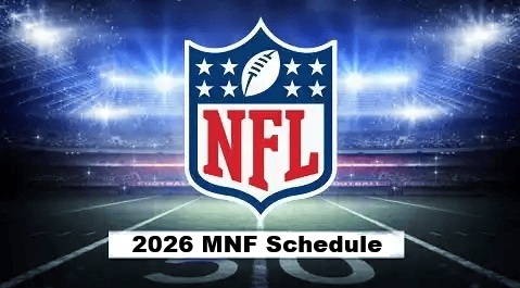 NFL logo on a stadium backdrop with a banner reading '2026 MNF Schedule'