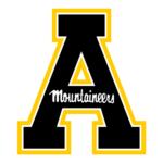Appalachian State Mountaineers logo: bold black 'A' with a gold outline and the word 'Mountaineers' across the middle.