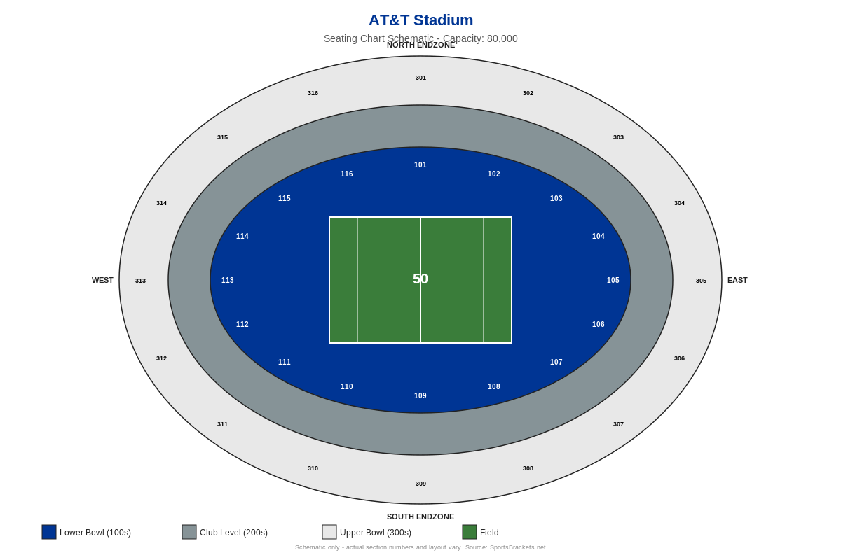 Dallas Cowboys Seating Chart - Sports Brackets AT&T Stadium seating chart