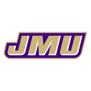 James Madison University (JMU) logo in purple and gold.