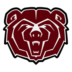 Maroon bear mascot logo with white outline on a black background, facing forward with bared teeth.
