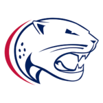 Stylized logo of a roaring big-cat head in blue and white with red and blue accents.