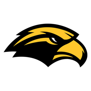 Stylized yellow eagle head silhouette on a black background.