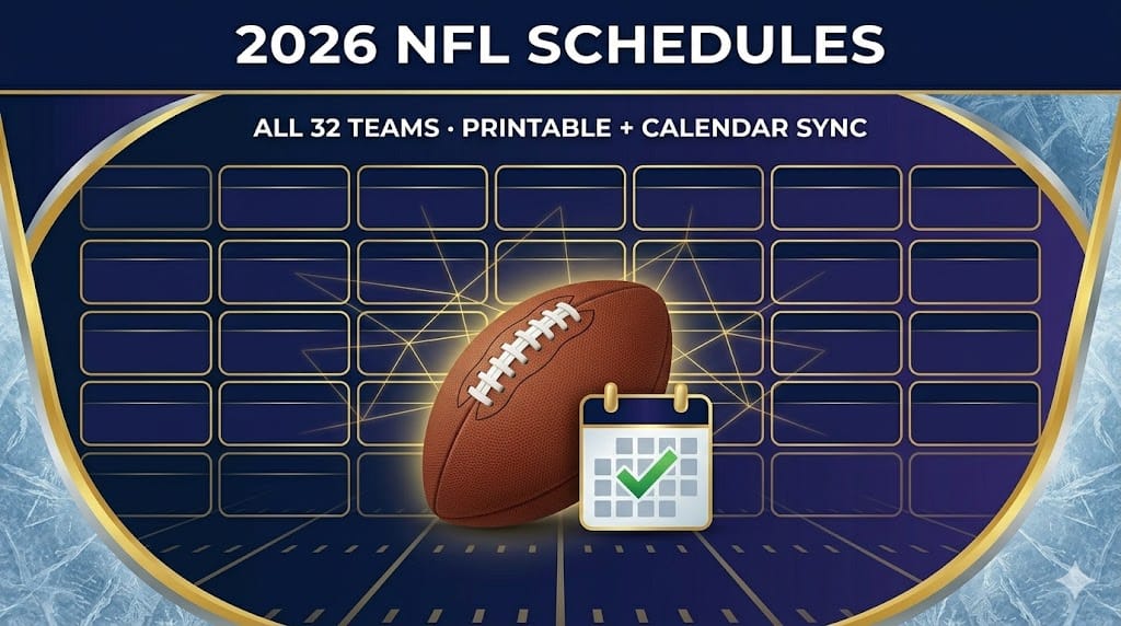 2026 NFL Schedules ICS Printable - Sports Brackets 2026 NFL printable schedules with calendar ICS downloads for all 32 teams