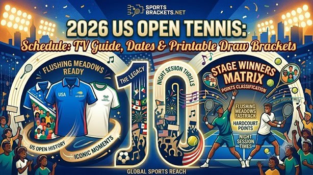 2026 US Open Tennis Schedule - Sports Brackets 2026 US Open tennis schedule and printable singles draw brackets