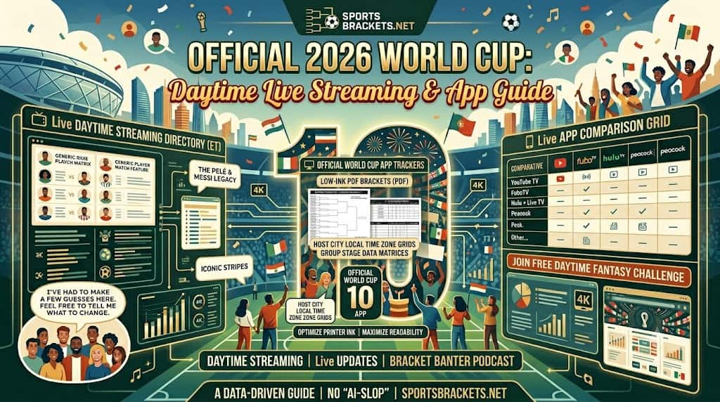 2026 World Cup Streaming Guide - Sports Brackets Official 2026 World Cup daytime live streaming and app guide