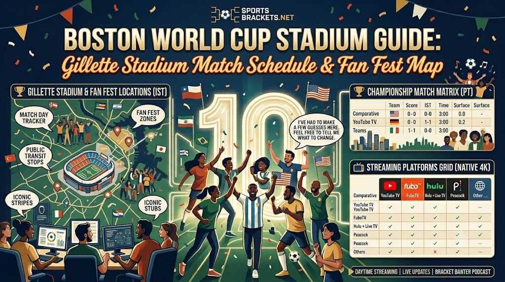 Boston 2026 World Cup stadium guide, Gillette Stadium match schedule and fan fest map