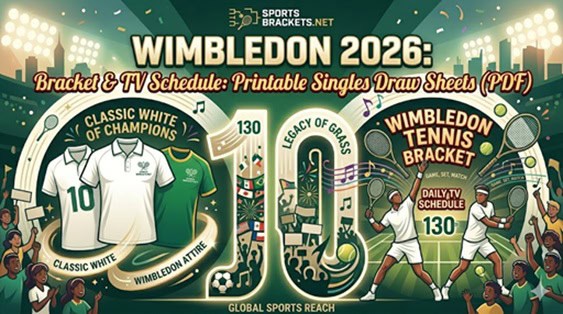 Wimbledon 2026 schedule and printable singles bracket draw sheets
