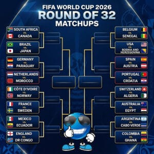 Printable 2026 World Cup Bracket with Groups Filled in